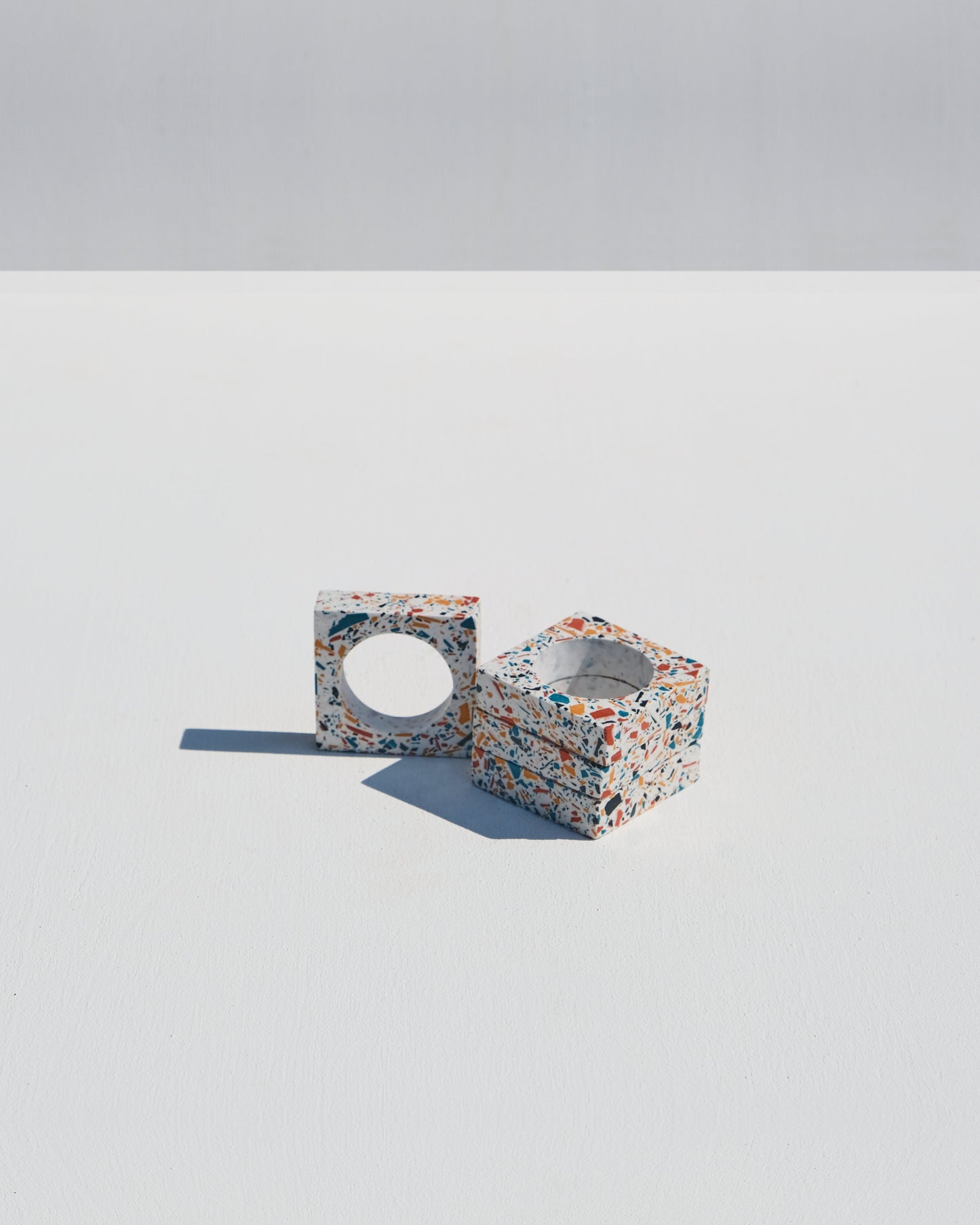 Set of 4 napkin rings, funky terrazzo