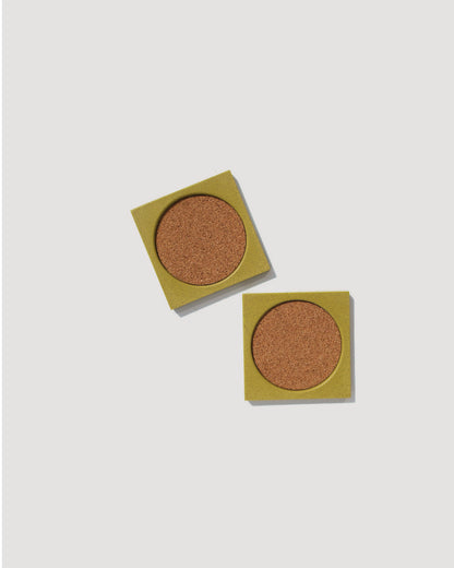 Alkaline The Core square resin drink coaster – Muted Lime – top view