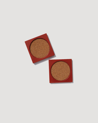 Alkaline The Core square resin drink coaster – Terracotta – top view