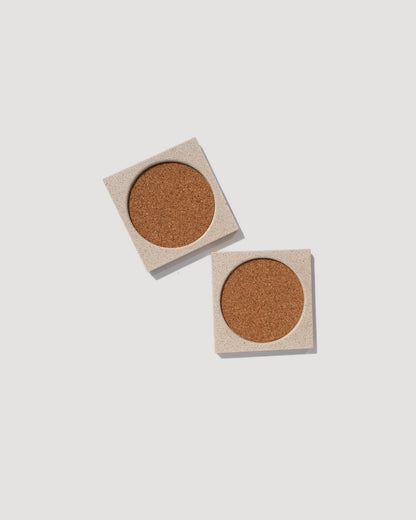 Alkaline The Core square resin drink coaster – Sand – top view