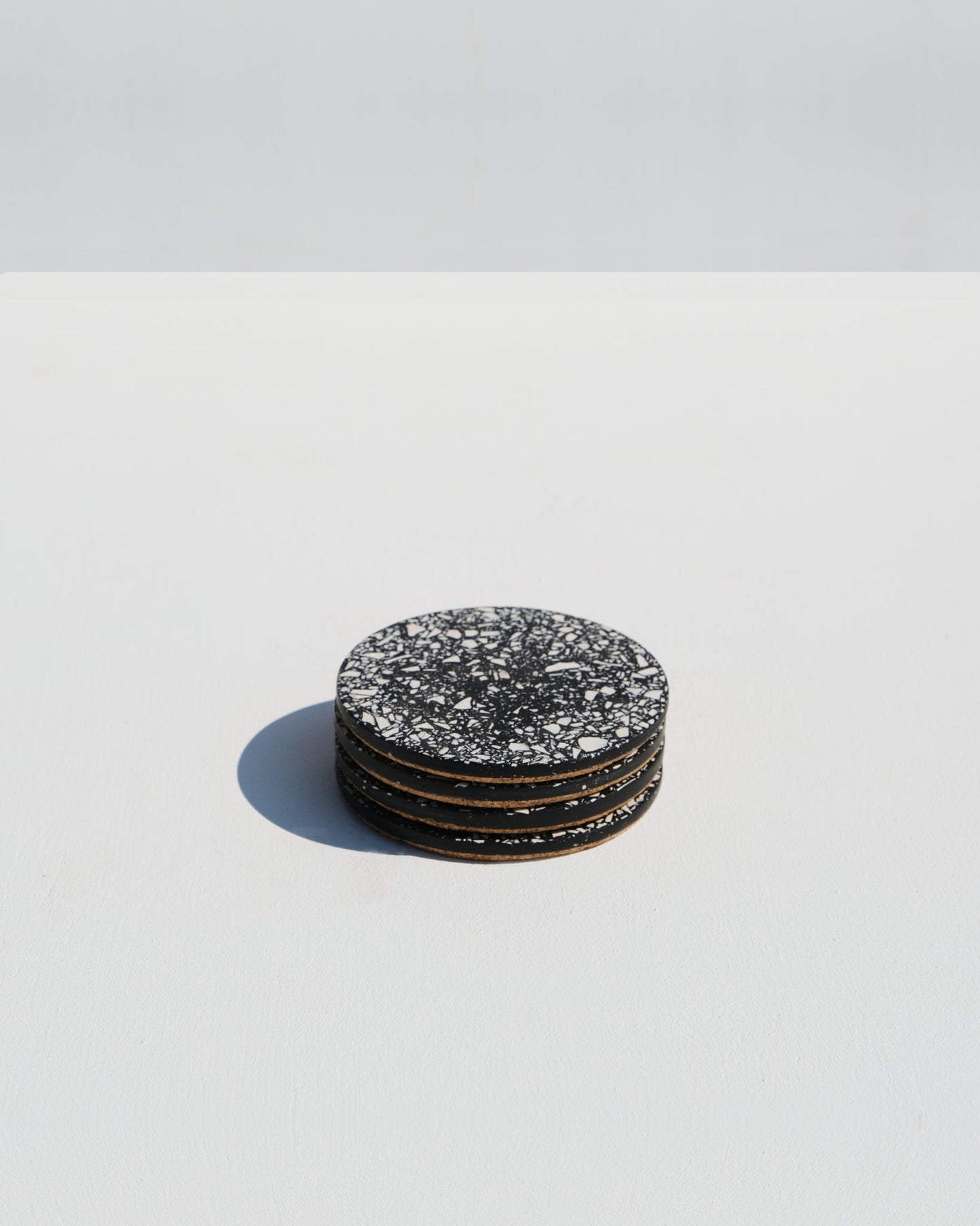 Set of 4 coasters, black terrazzo style