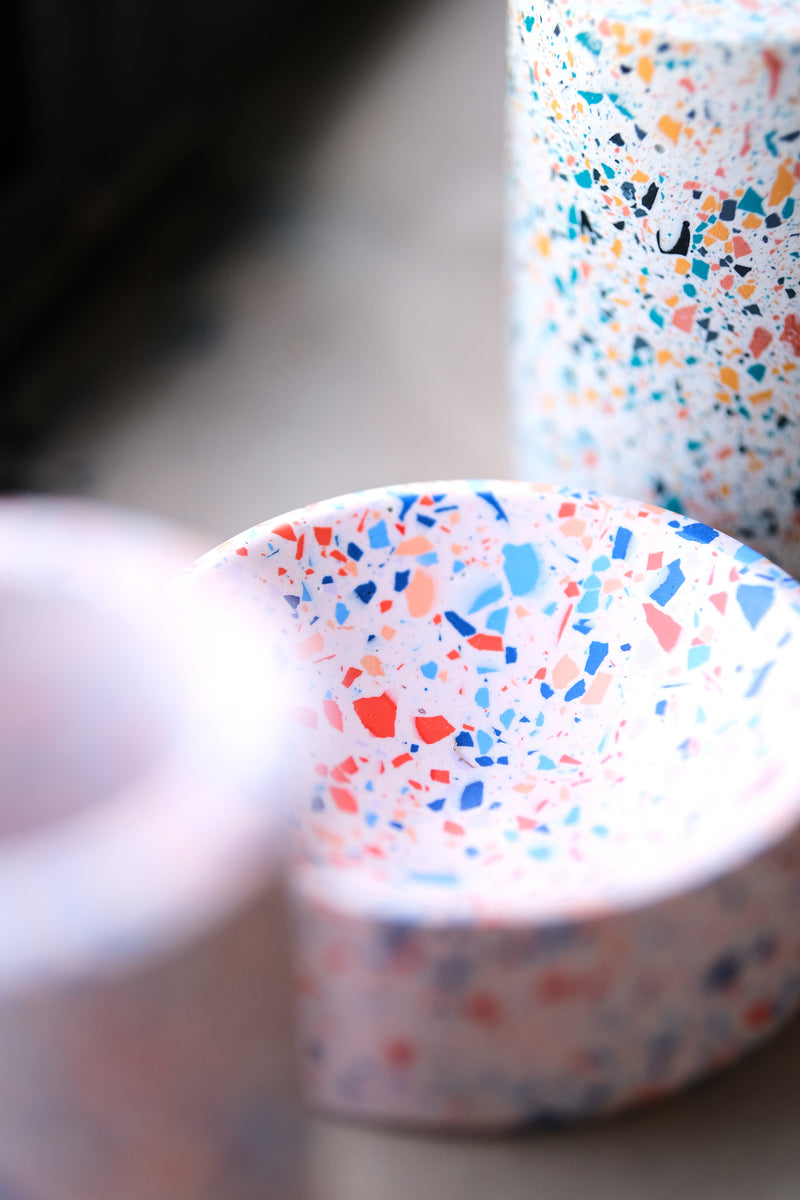 Alkaline terrazzo resin trinket bowl – Confetti – detail terrazzo texture