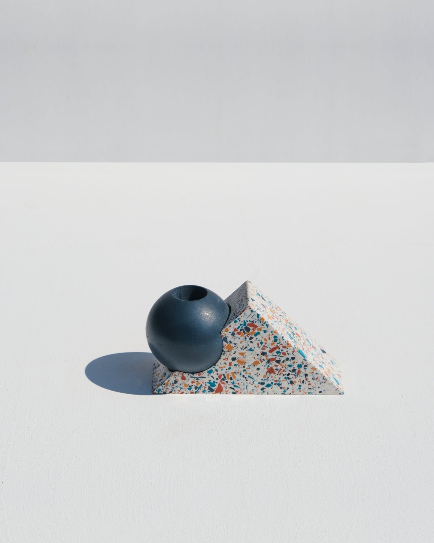 Equilibrium candle holder, funky terrazzo style