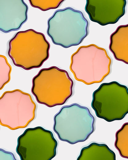 Alkaline Wavy colourful resin drink coasters – full colour range