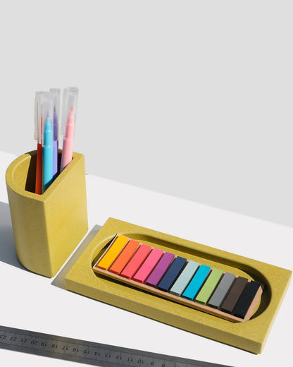 Alkaline The Arc minimalist resin holder – Muted Lime with Muted Lime Slab tray