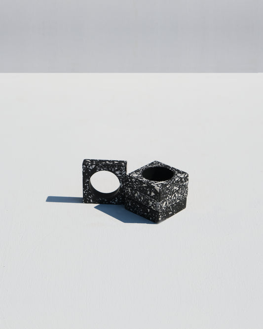 Set of 4 napkin rings, black terrazzo 