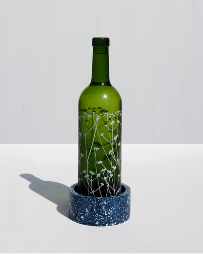 Alkaline round terrazzo resin wine bottle holder – Navy