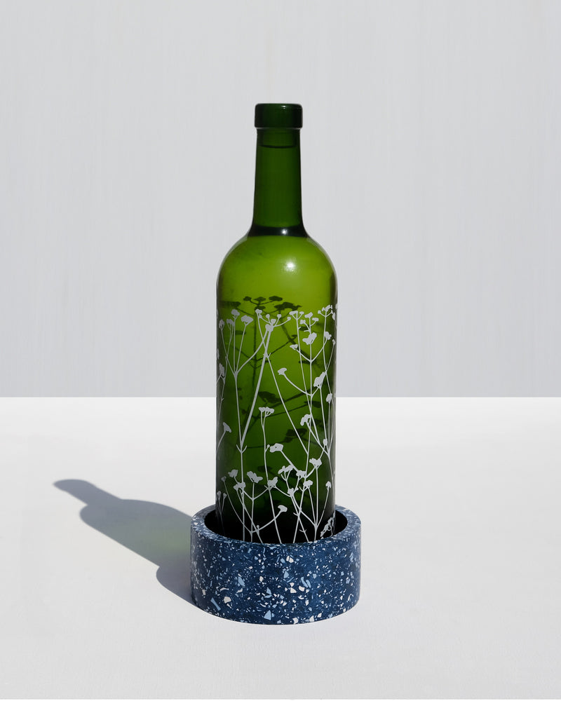 Alkaline round terrazzo resin wine bottle holder – Navy