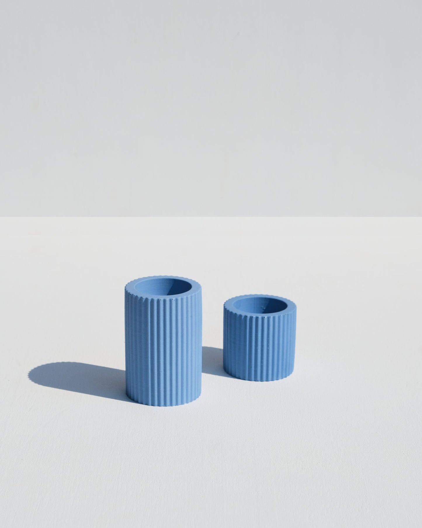 Ribbed Candle Holders, blue