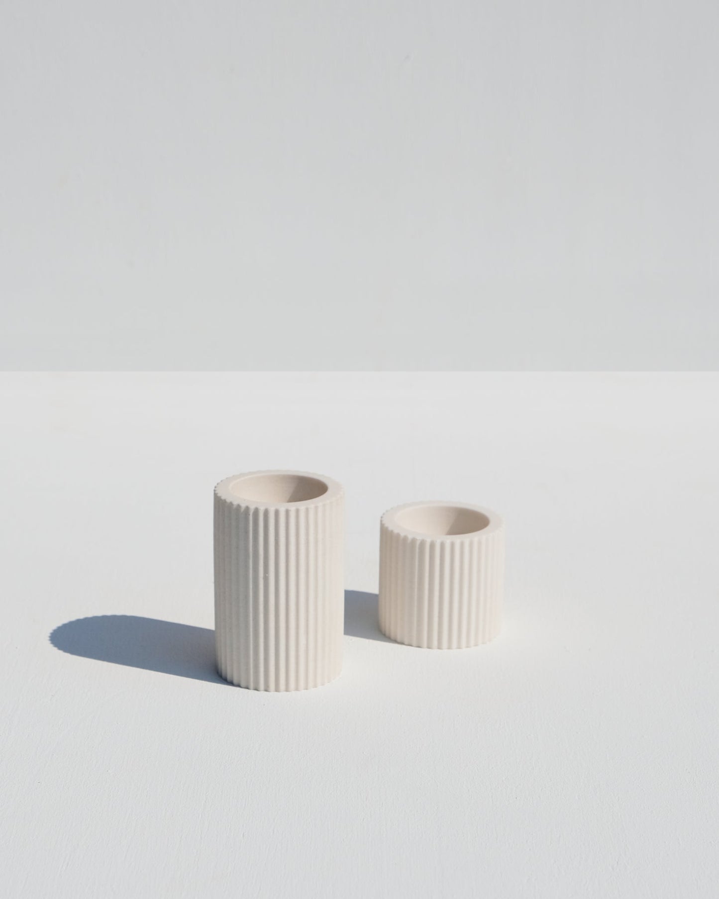 Ribbed Candle Holders, nude