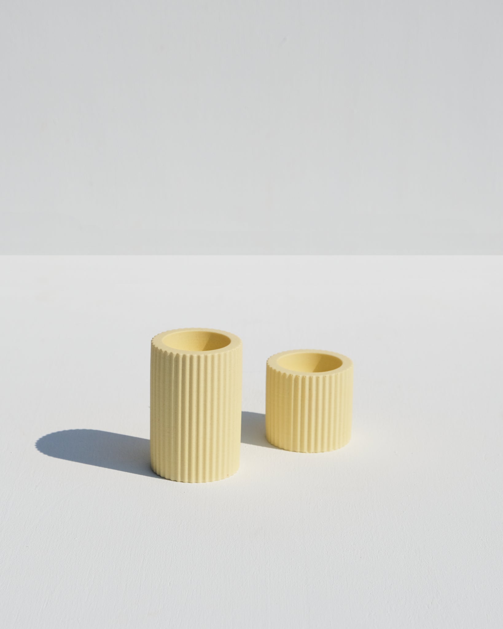Ribbed Candle Holders, yellow