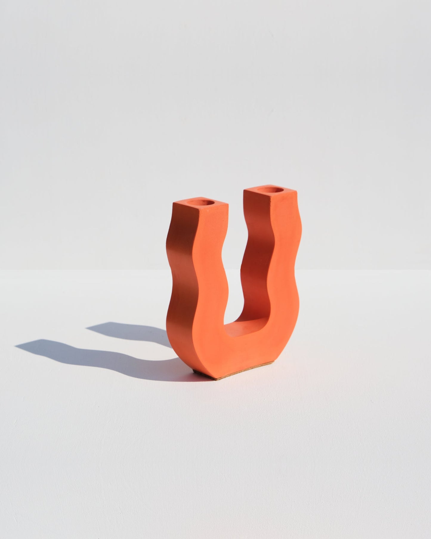 Wavy U-Shaped Candle Holder, orange