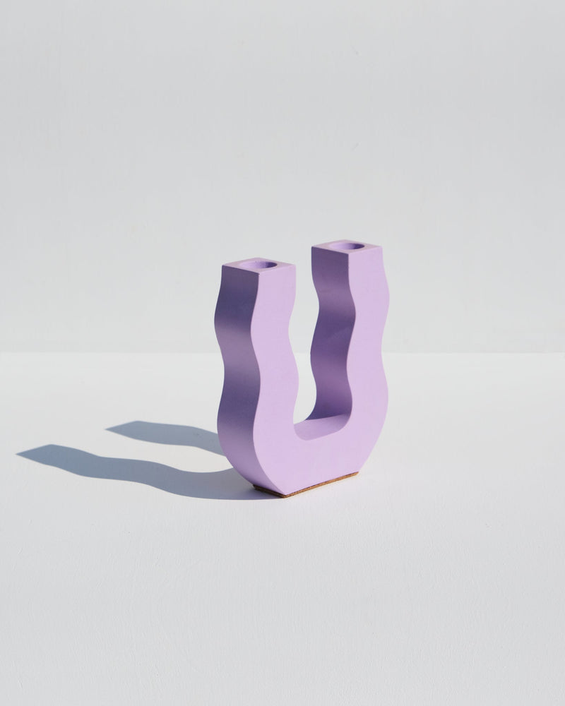 Wavy U-Shaped Candle Holder, purple