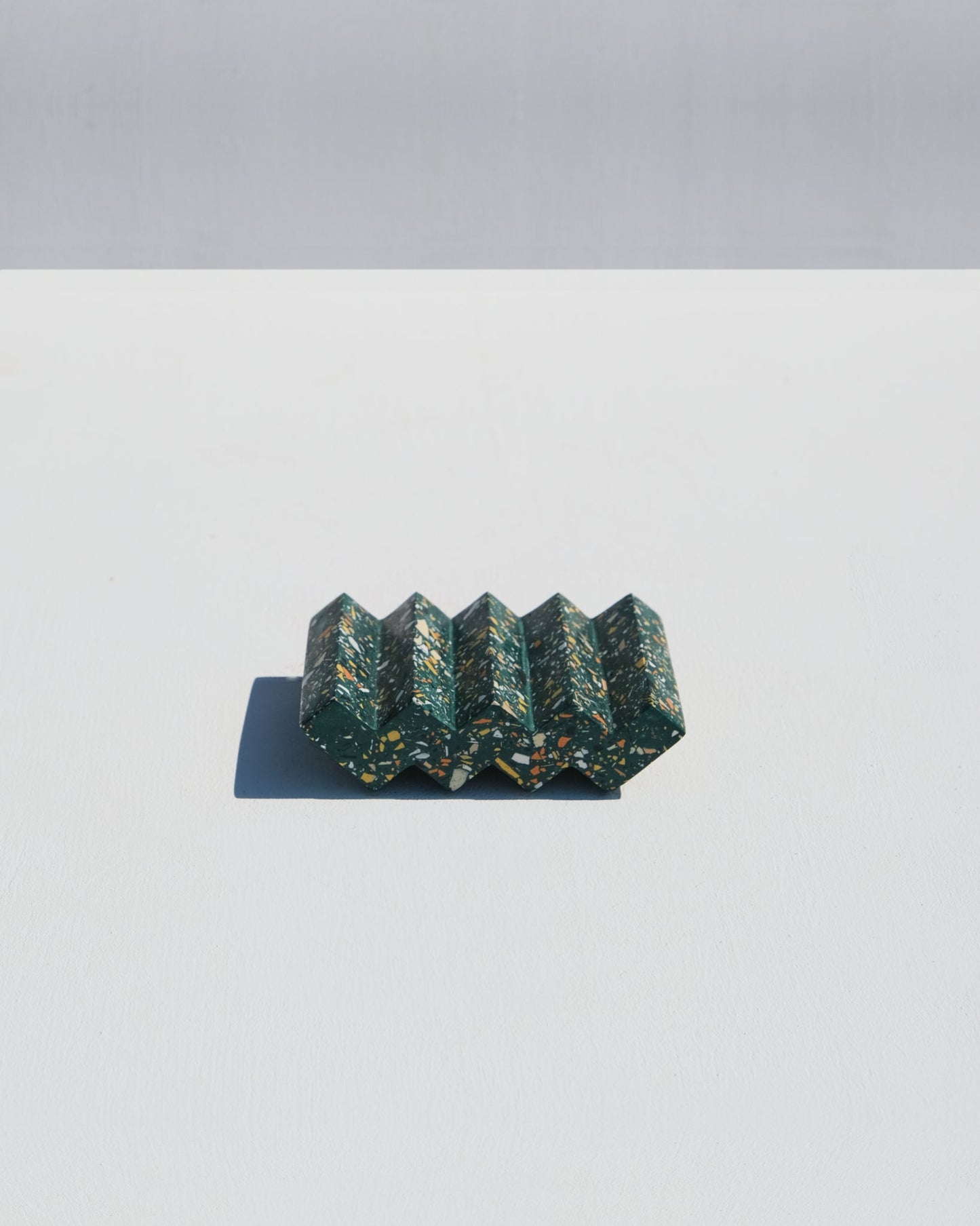 ZigZag Soap dish, emerald terrazzo style